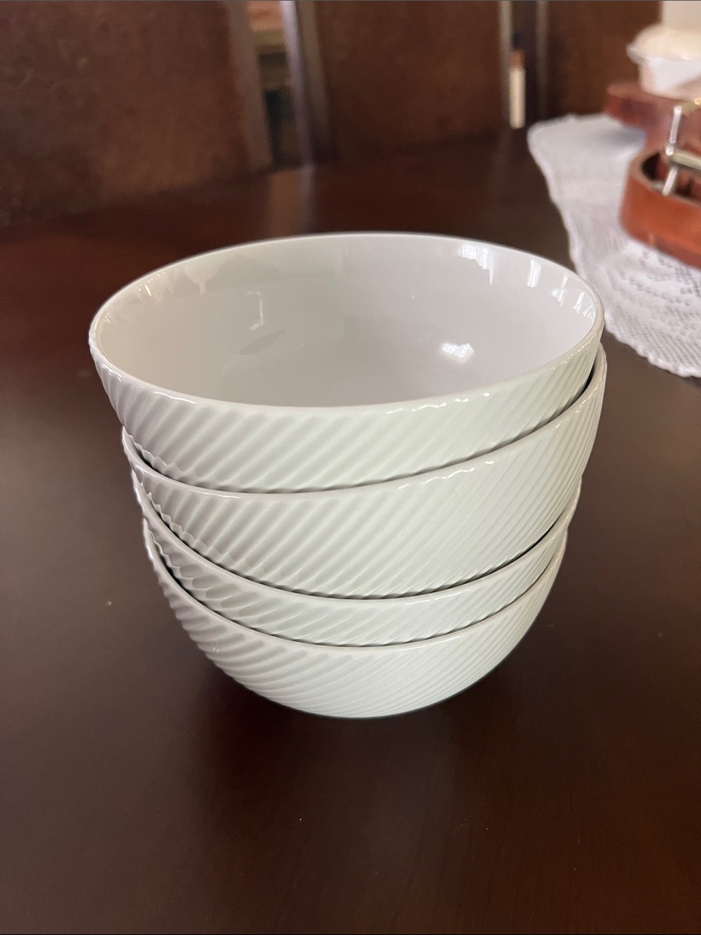 NWOB White Textured Ceramic Serving Bowls - Set of 4